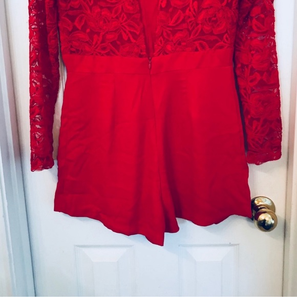 Red Lace romper - Picture 2 of 5